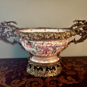 Famille-Rose Porcelain Bowl with Bronze Mounts