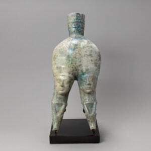 Parthian Glazed Pottery Two Headed Rhyton